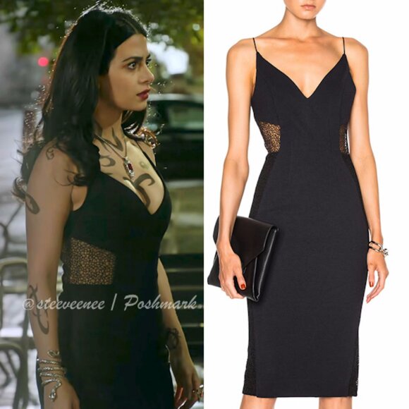 Nicholas Black Crepe Insert Dress ASO Isabelle Lightwood - Picture 1 of 15